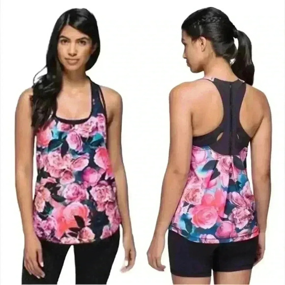 LULULEMON Lightened Up Racerback Singlet Tank in Secret Garden Pink Floral - Picture 1 of 11